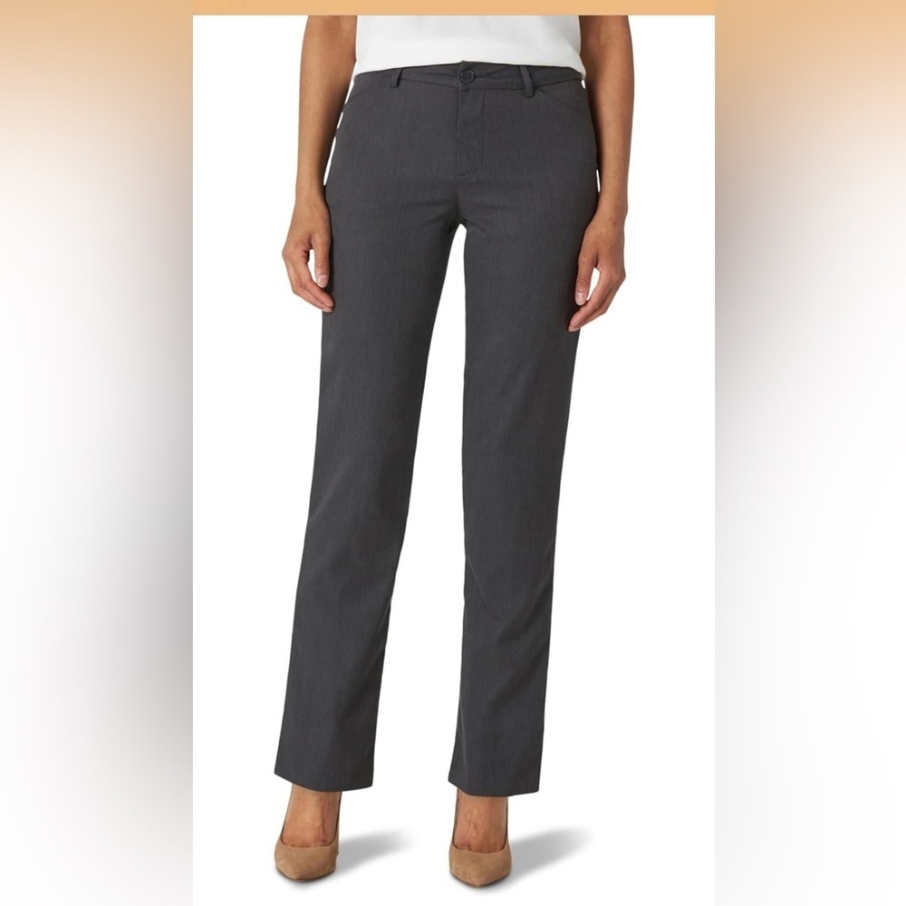 Lee Charcoal Heather Wrinkle-Free Pants Straight Leg Pant size 18